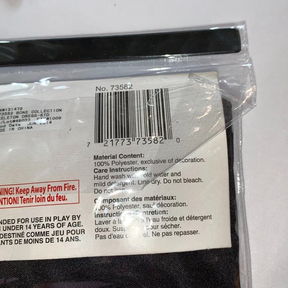 Skeleton Long Dress Costume Forum Novelties Bone Collection OS up to Size 14/16 - Picture 9 of 10